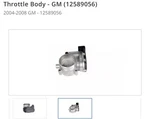 New Oem Throttle Body Gm (12589056)2004-2008 Cadillac Buick. Fixed Price $210.00.