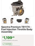 Spectra Premium TB1174 Throttle Body Hybrid Ev-gas, Ford Escape Mercury Mariner. Fixed Price $120.00.